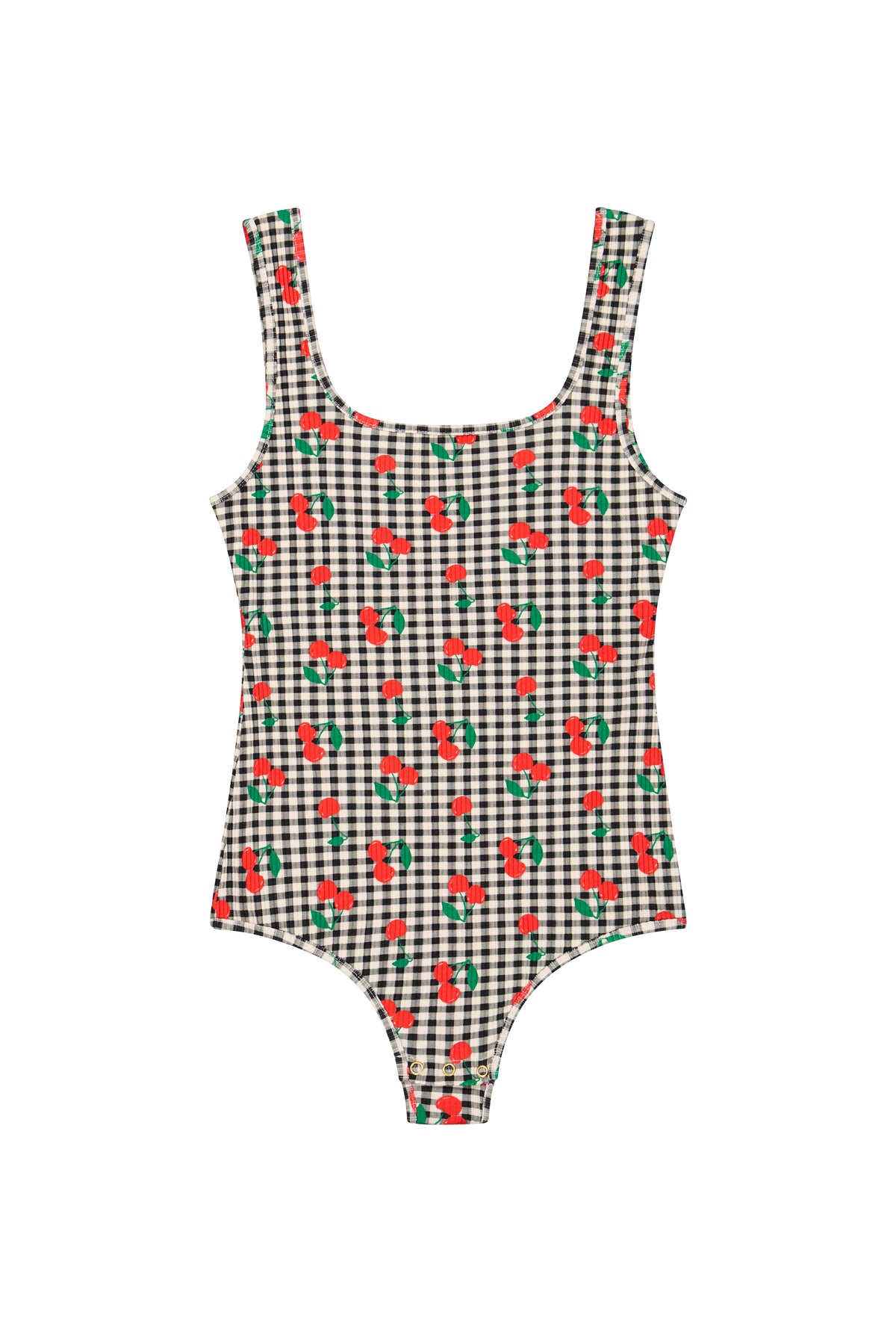 Body Débardeur Coton BIO - Vichy Cerises Noir