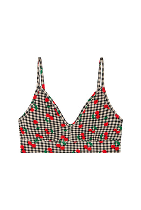 Organic Cotton Bra - Black Cherry Gingham
