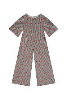 Flared Sleeve Jumpsuit - Black Cherry Gingham