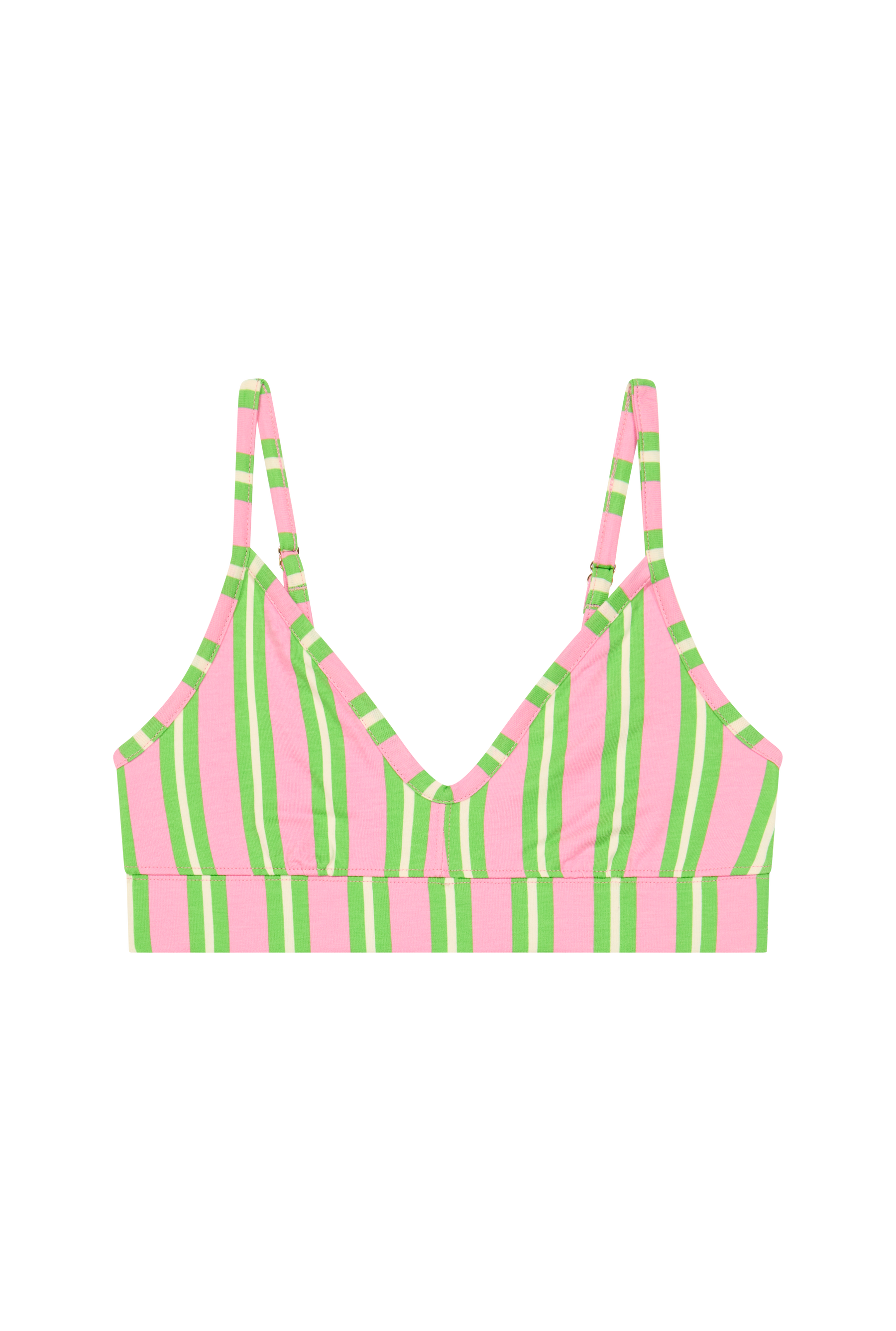 Organic Cotton Bra - Green and Pink Stripes