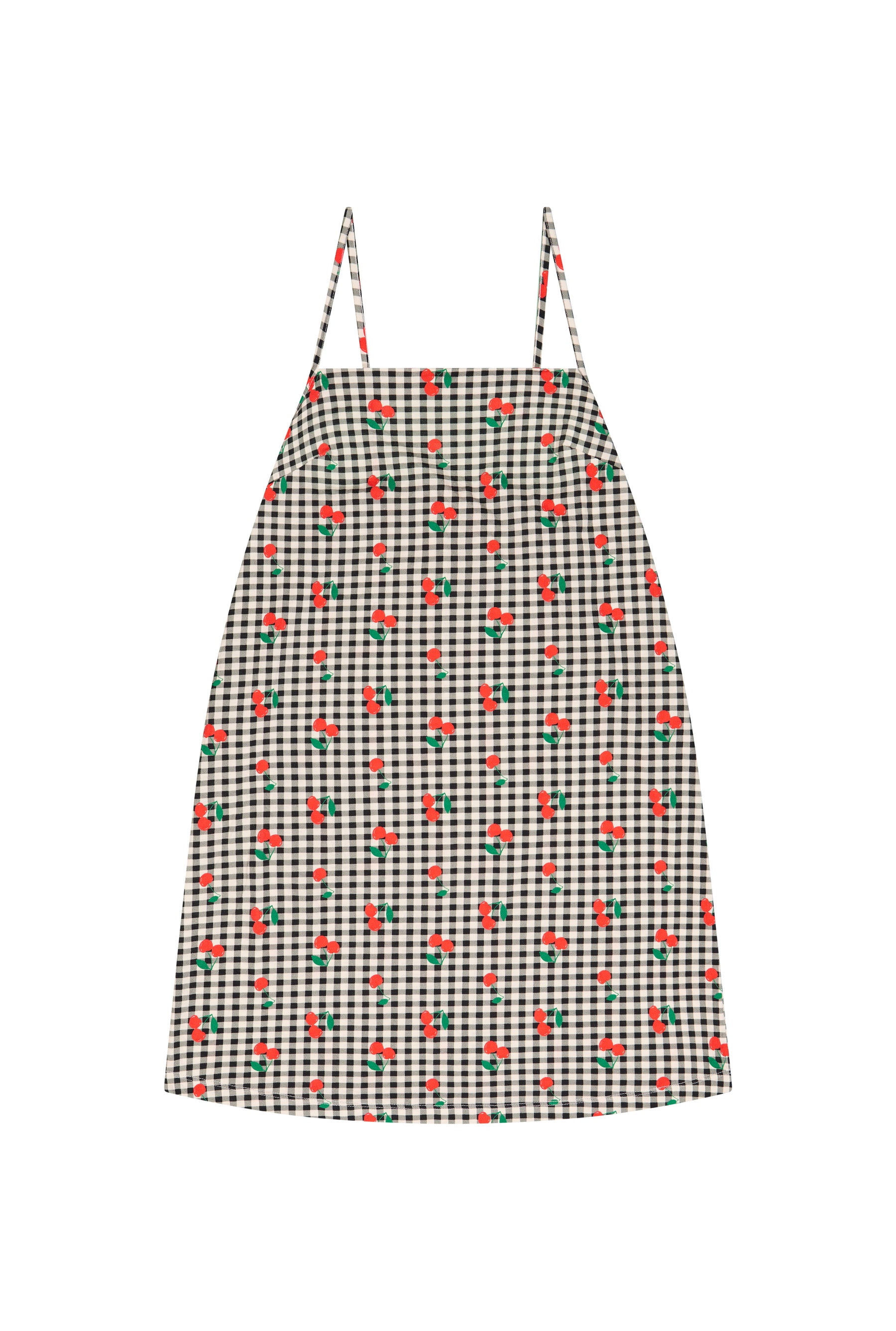 Robe Mini Coton BIO - Vichy Cerises Noir