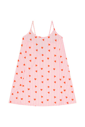 Organic Cotton Nightgown - Pink Gingham Hearts
