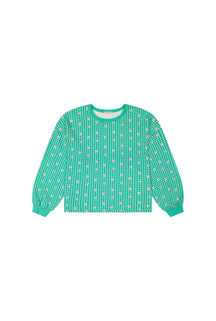 100% Organic Cotton Sweatshirt - Green Gingham Hearts
