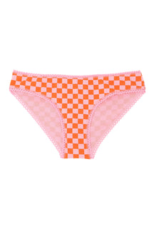 Organic Cotton Panties - Pink and Orange Checkered Pattern