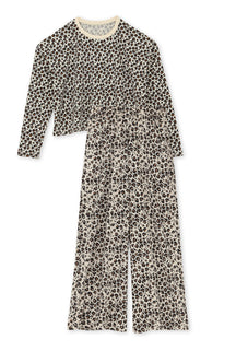 Long-Sleeved Organic Cotton Pyjamas - Beige Leopard