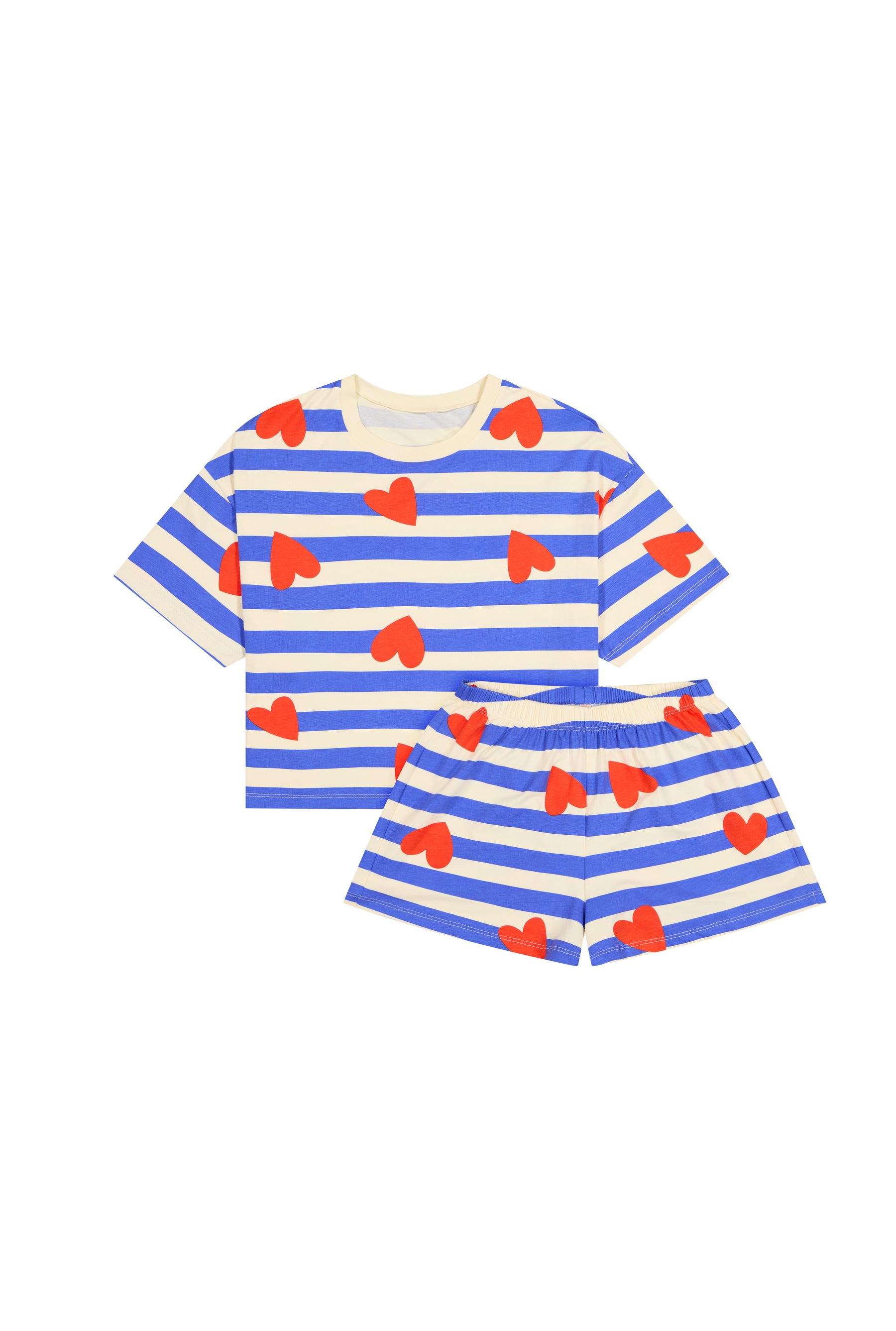 Organic Cotton Pyjamas - Striped Hearts
