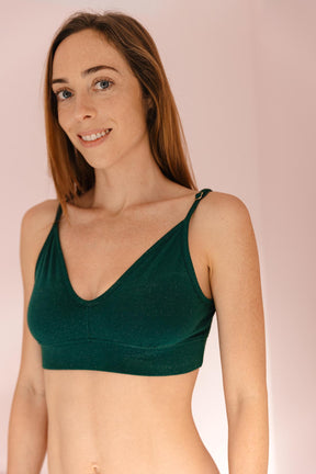 Fannie is a size 85B and wears a size M