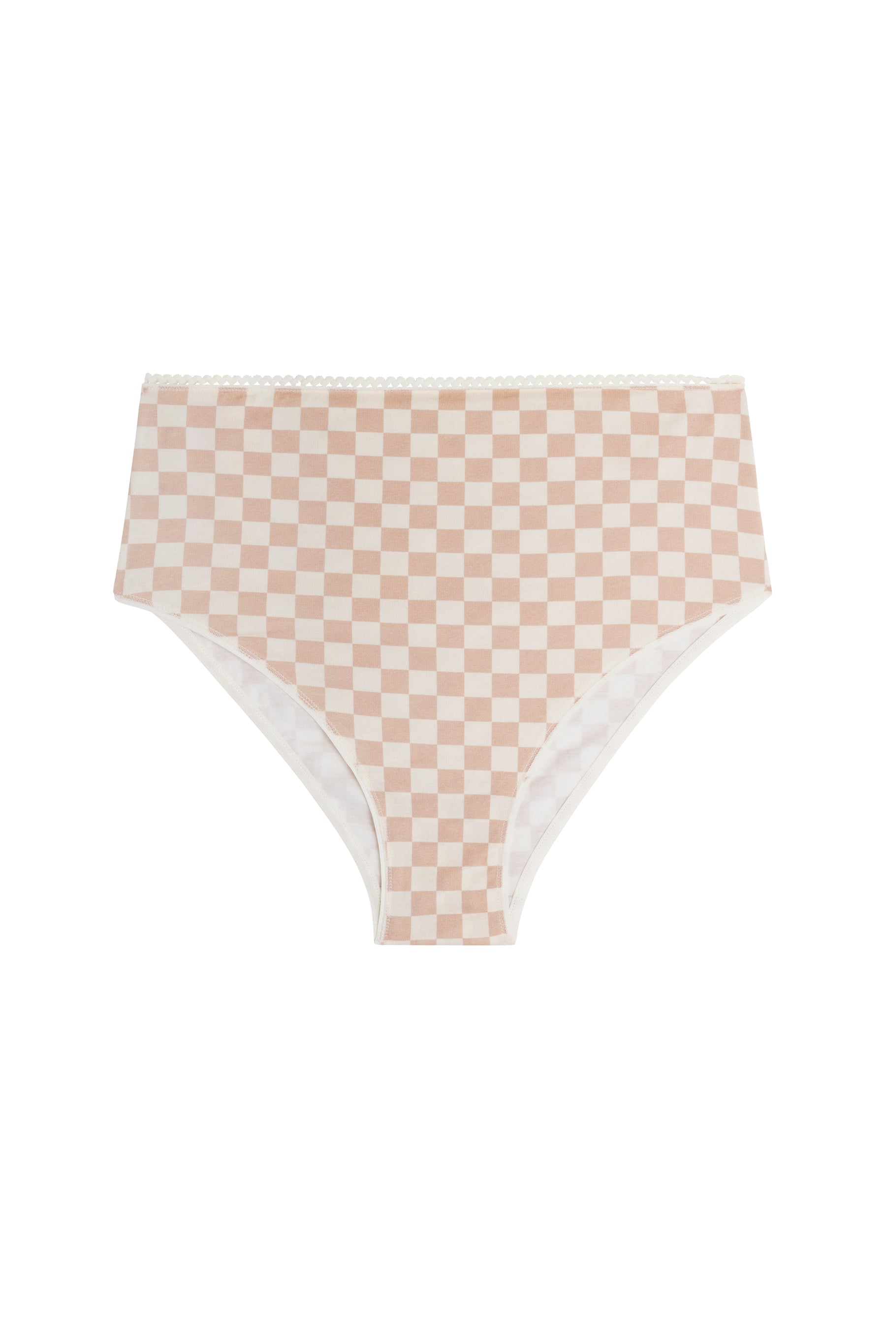 High-waisted briefs in organic cotton - Pink checkerboard