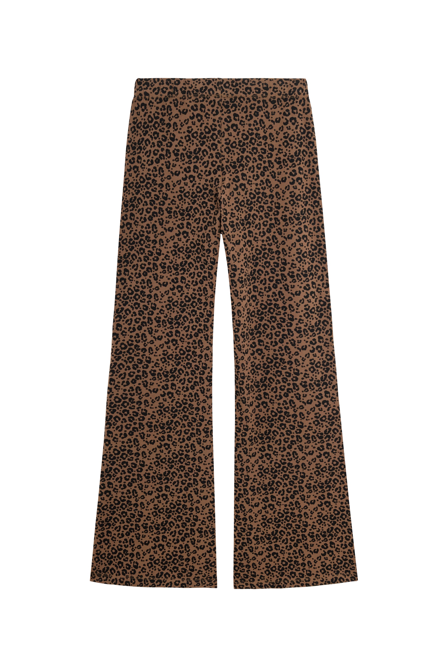Organic Cotton Flared Trousers - Brown Leopard Print