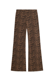 Organic Cotton Flared Trousers - Brown Leopard Print