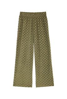 Checkered Terry Cloth Trousers 100% Organic Cotton - Khaki
