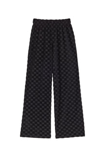 Checkered Terry Cloth Trousers 100% Organic Cotton - Black