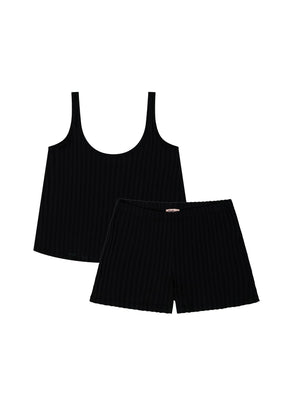 Organic Cotton Tank Top Pyjamas - Black