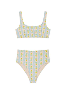 High-waisted two-piece swimsuit - Provençal waves